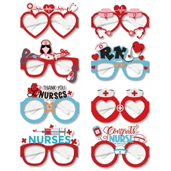 Doctors Nurses Day Paper Glasses,Nurse Graduation Paper Eyeglasses, Congrats Nurse Photo Props,Thank You Nurses Paper Glass,8pcs