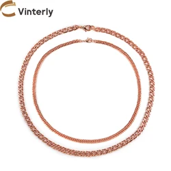 Vinterly Cuban Chain Long Necklace for Men Women Red Copper Adjustable 20/22 Inch Twisted Anti-scratch Jewelry Lobster Clasps