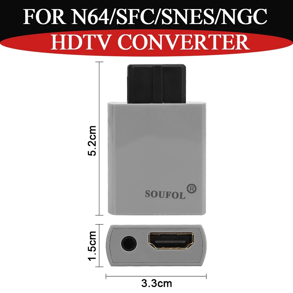 Durable 1080P HDTV Converter Replacement HDMI Adapter Mayflash Support 3.5mm Audio Output For N64/GameCube/SFC/SNES Accessories