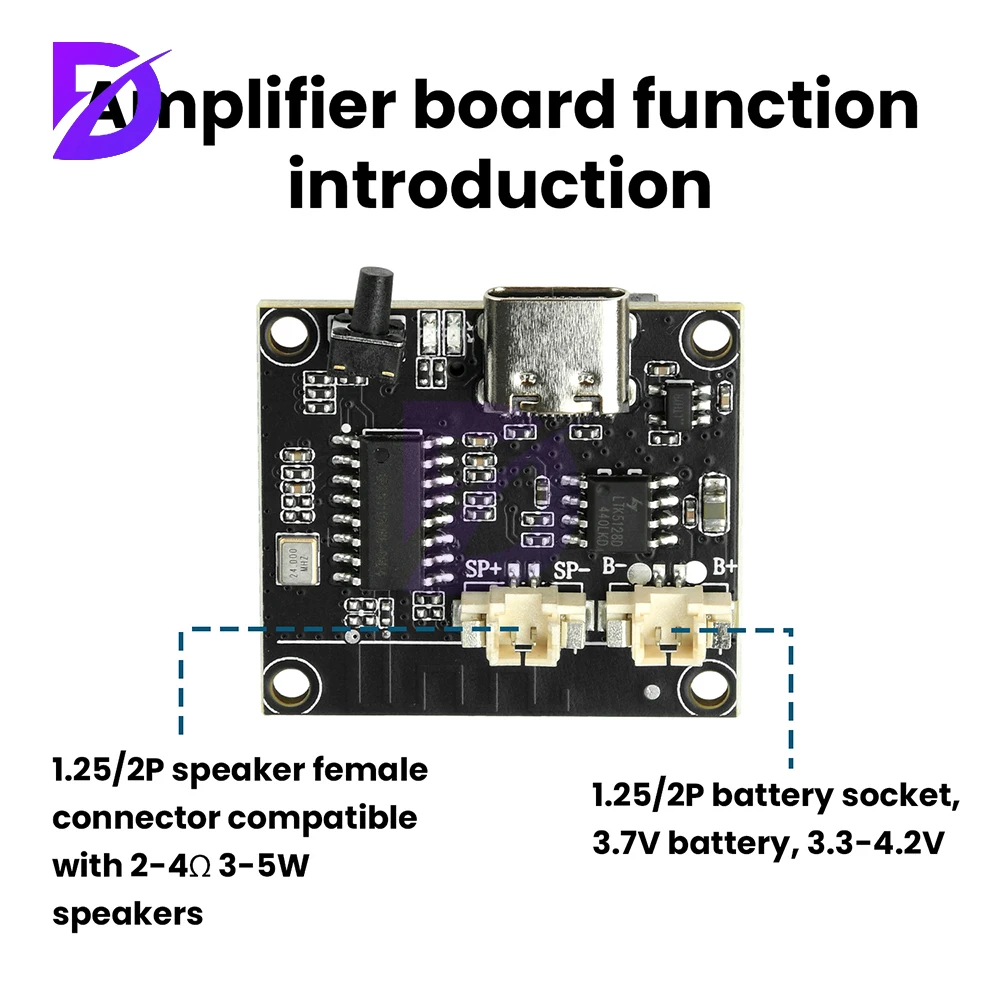 وحدة مضخم صوت بلوتوث DC 5V 3W مع واجهة قابلة للتعديل من النوع C تدعم بطاقة TF وتشغيل بطاقة الذاكرة #2