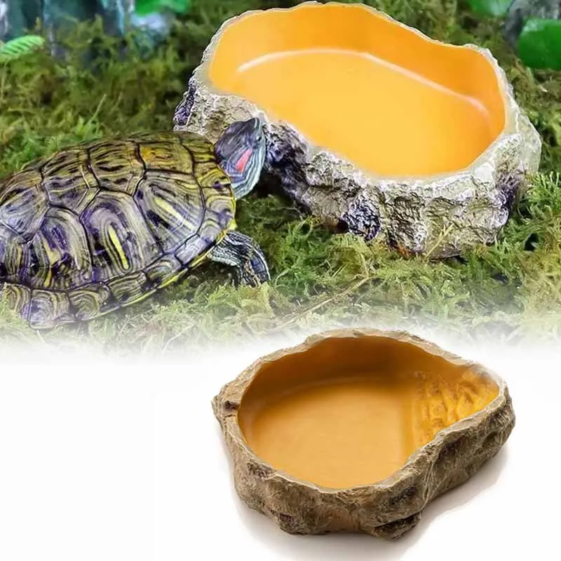 Turtle Reptile Water Bowls Terrarium Plate Reptile Feeder Amphibian Feeding Bowl For Frog Chameleon Tortoise Bearded Dragon