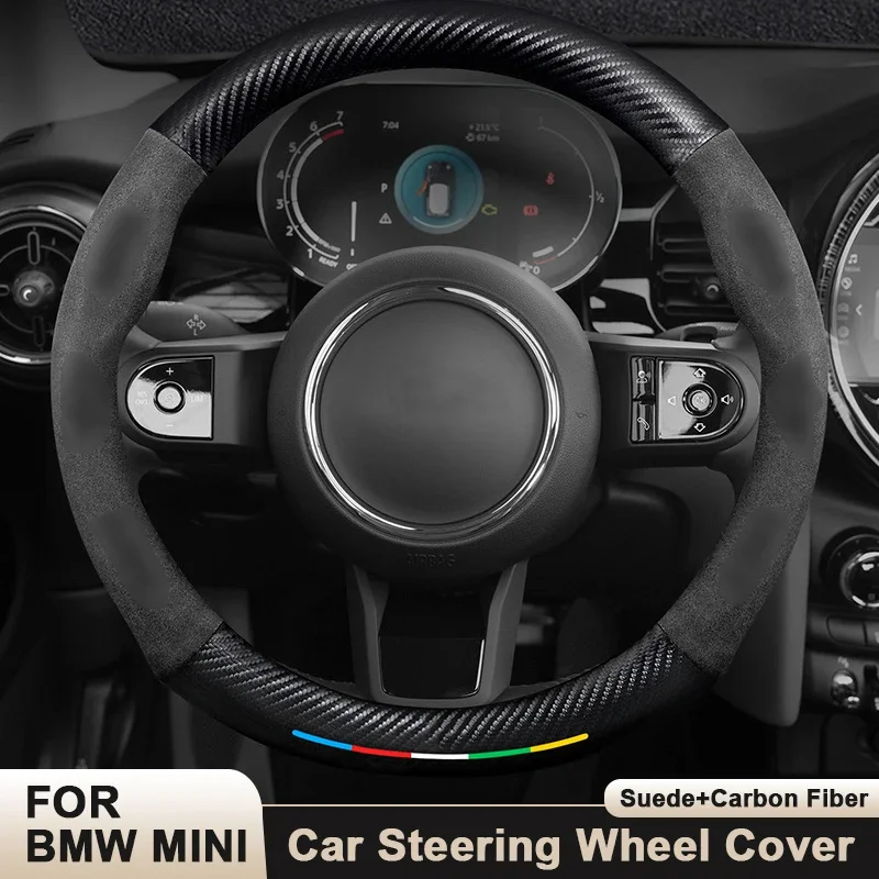 

Автомобильный замшевый чехол на руль из углеродного волокна для Bmw MINI Cooper JCW R53 R52 R50 R55 R56 Clubman Countryman Roadster Aceman Coupe