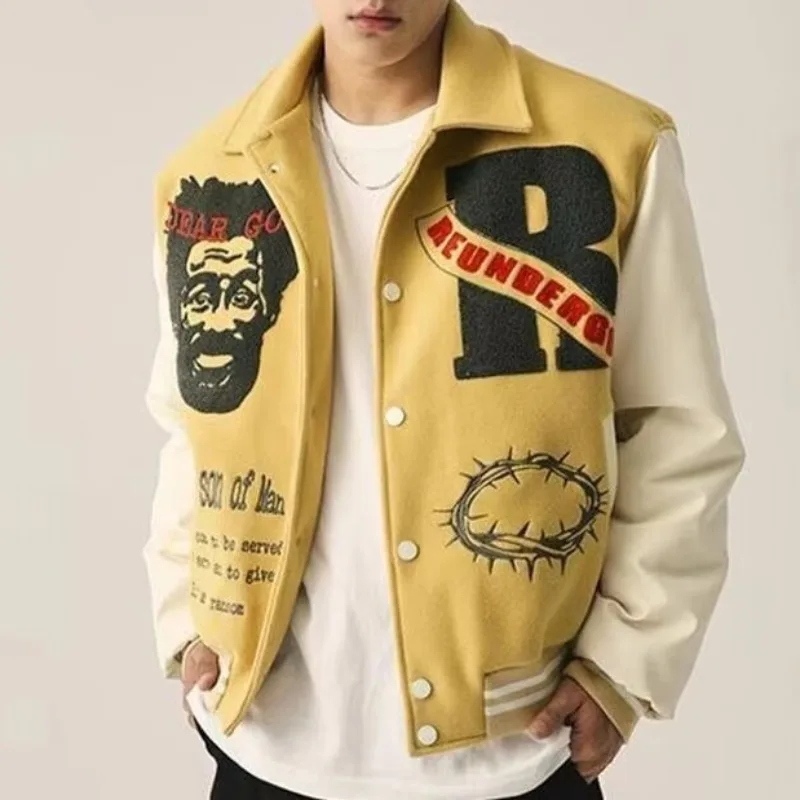 

American Retro Baseball Uniform Couple Student Spring Autumn New Towel Embroidered Jacket Men's Cool Hip Hop Street Wear Jacket