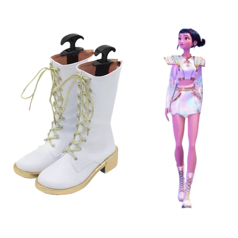 KPop Demon Hunters Zoey Cosplay Shoes Handmade Anime White  Boots