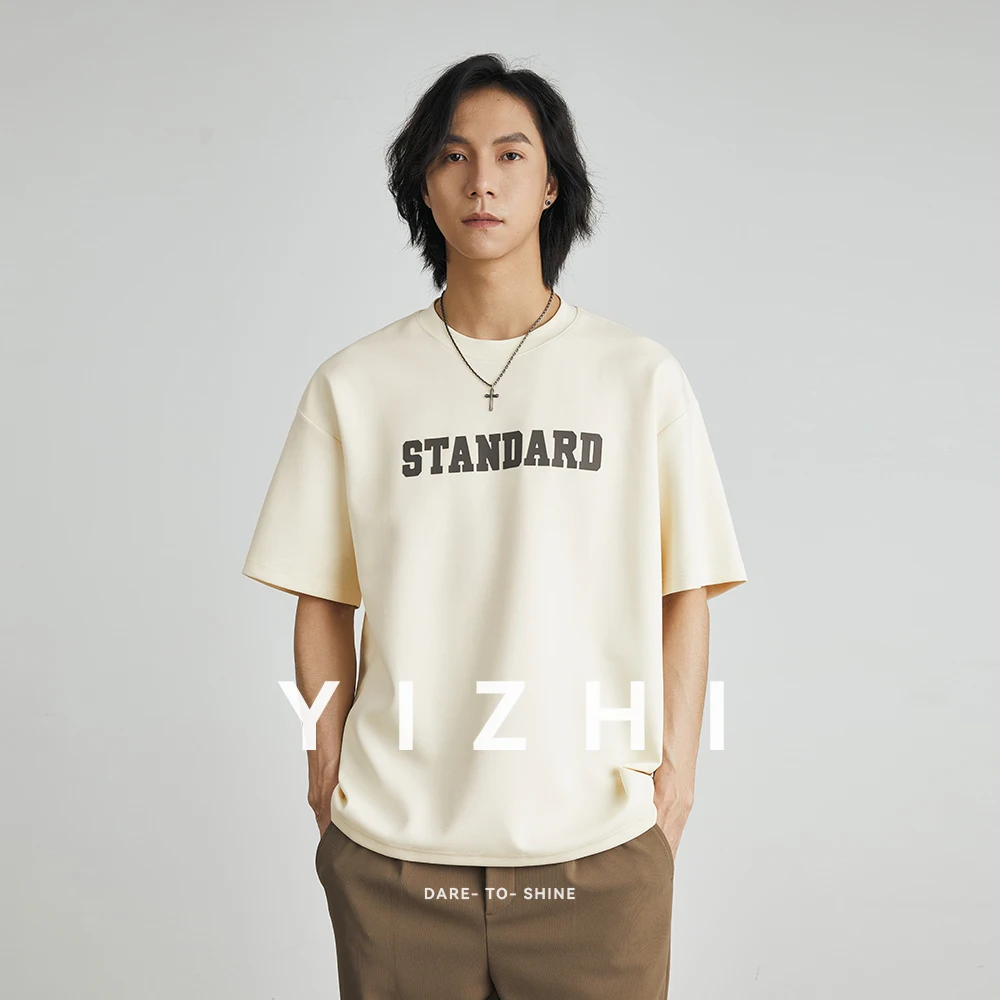Men's Personality Fashion Brand Printed Letter Short Sleeve T-shirt 2025 Summer Korean Retro Loose