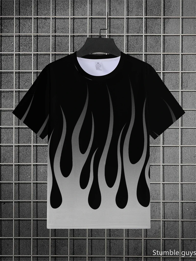 Sommer Herren Oversize Casual T-Shirt mit Anime-Print, locker geschnitten, Kurzarm, leicht, bequem, modisches Sport-Jersey-Oberteil