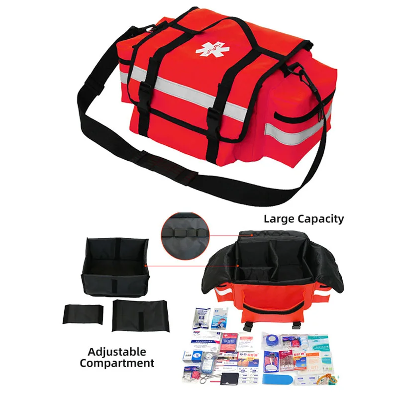 Foldable First Aid Kit Bag Emergency Medicine Organizer Container Waterproof Reflective Oxford Multi-pocket Travel Bag