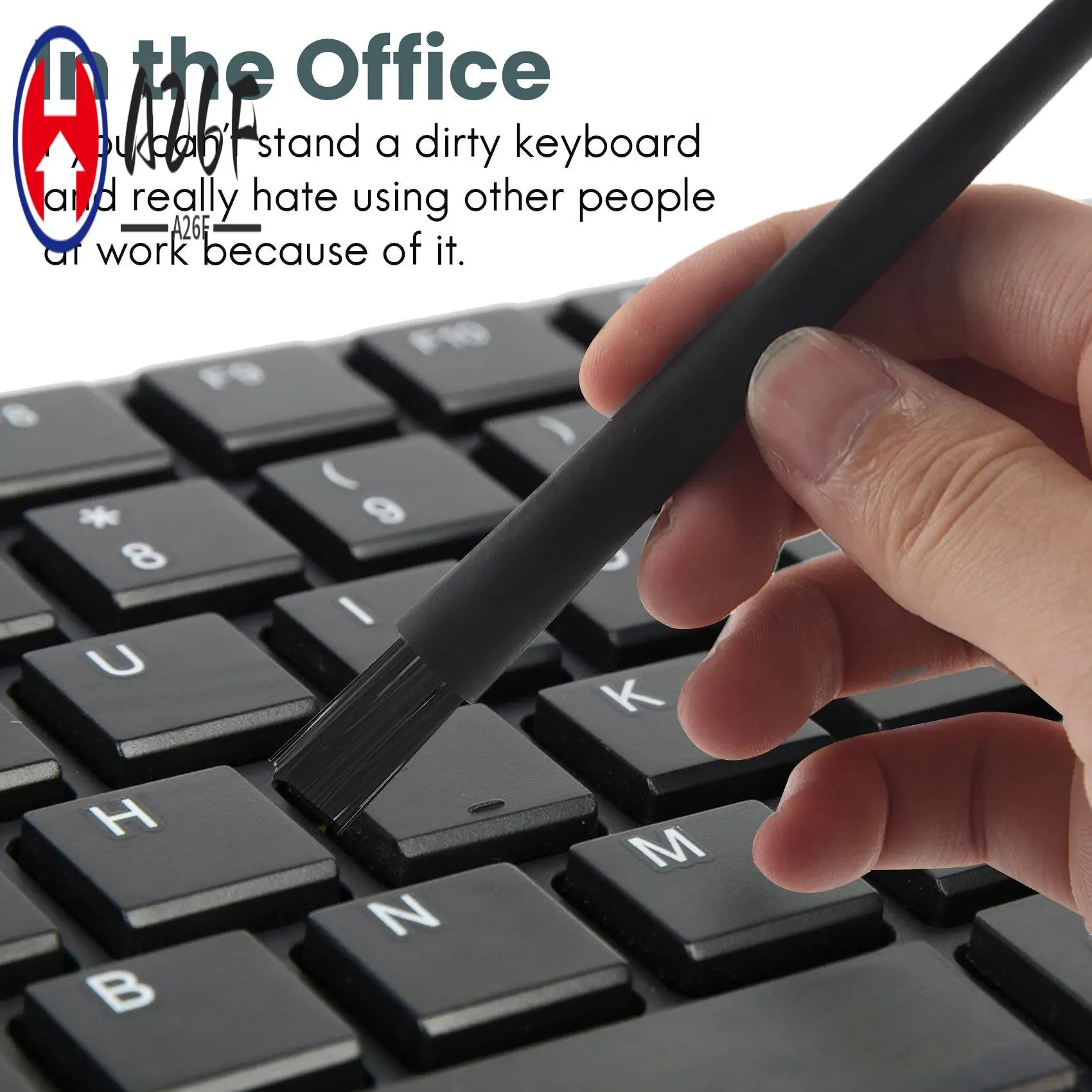 

A26F-6 в 1, пластиковая маленькая портативная ручка, нейлоновые антистатические щетки, набор щеток для чистки клавиатуры, черный (сумка на молнии)