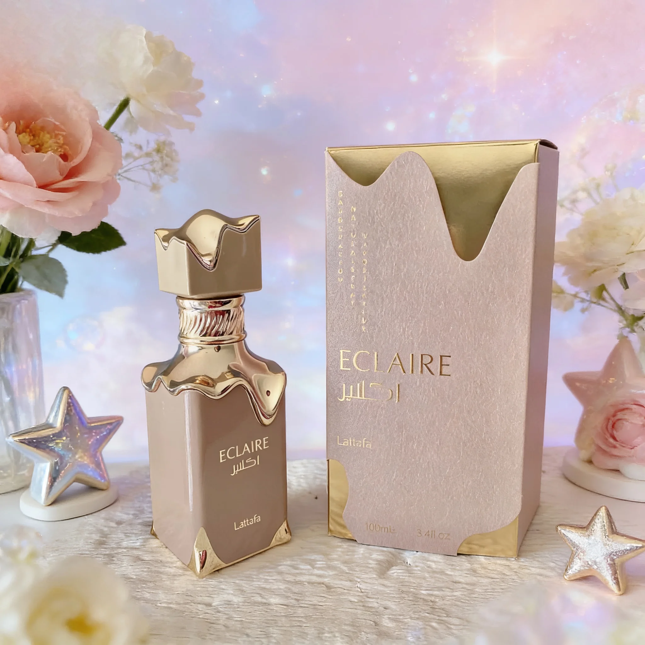 Lattafa Eclaire - Vanille, Caramel, Sucré, Floral - Eau de Parfum Parfum longue durée pour femmes, 3,40 onces / 100 ml