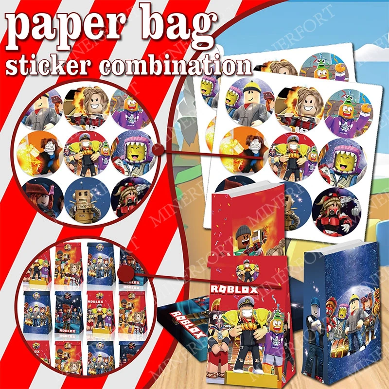 Roboter-Papiertüten-Aufkleber-Kombination mit Cartoon-Figuren, Dekorativ für Anime-Figuren, Geschenkdekoration, Geburtstagsparty-Geschenke – Detail 3