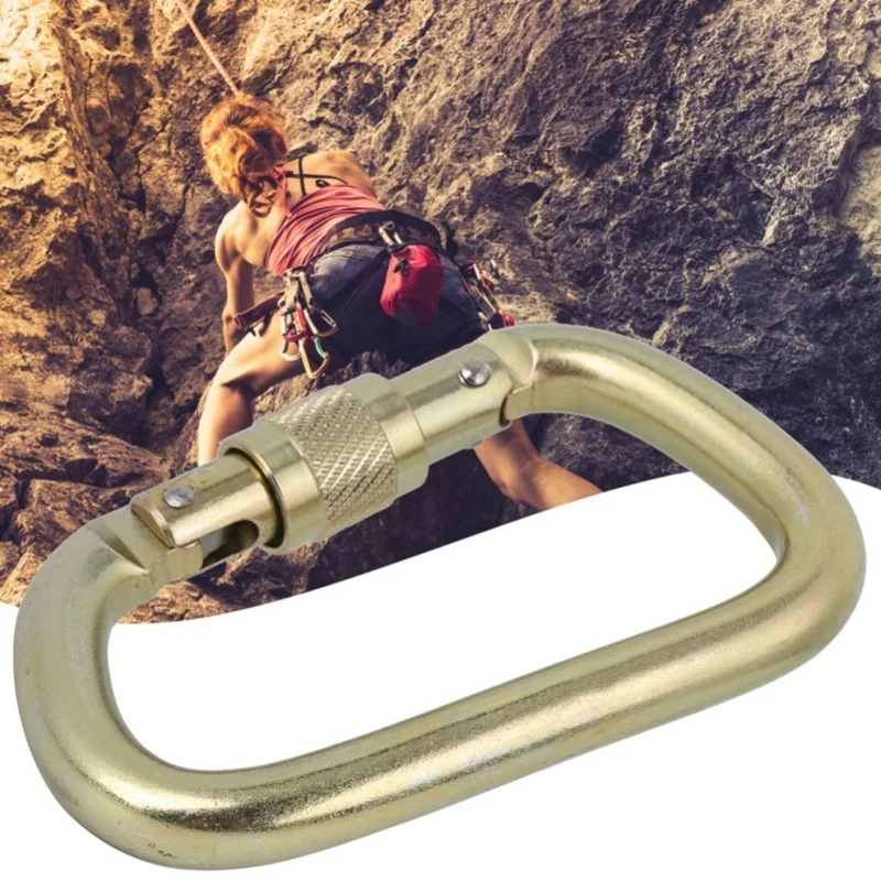 

Высокопрочный D-образный карабин Master Lock с винтовым замком для альпинизма и скалолазания (золотистый)