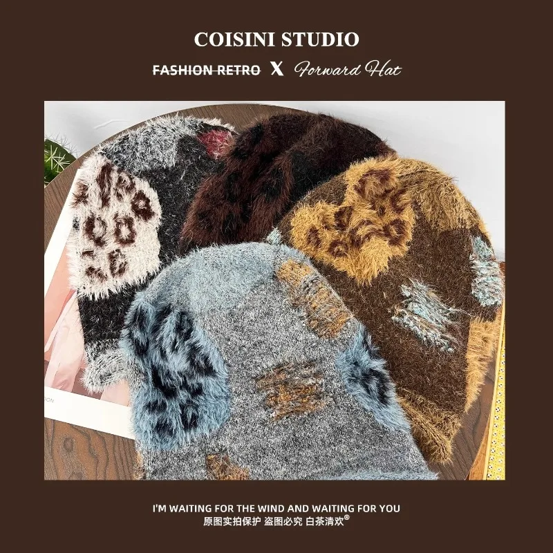 قبعات رجالية من القطيفة بلون القهوة من ريترو ميلارد للنساء للخريف والشتاء، قبعات رجالية حرارية متعددة الاستخدامات لحماية الأذن