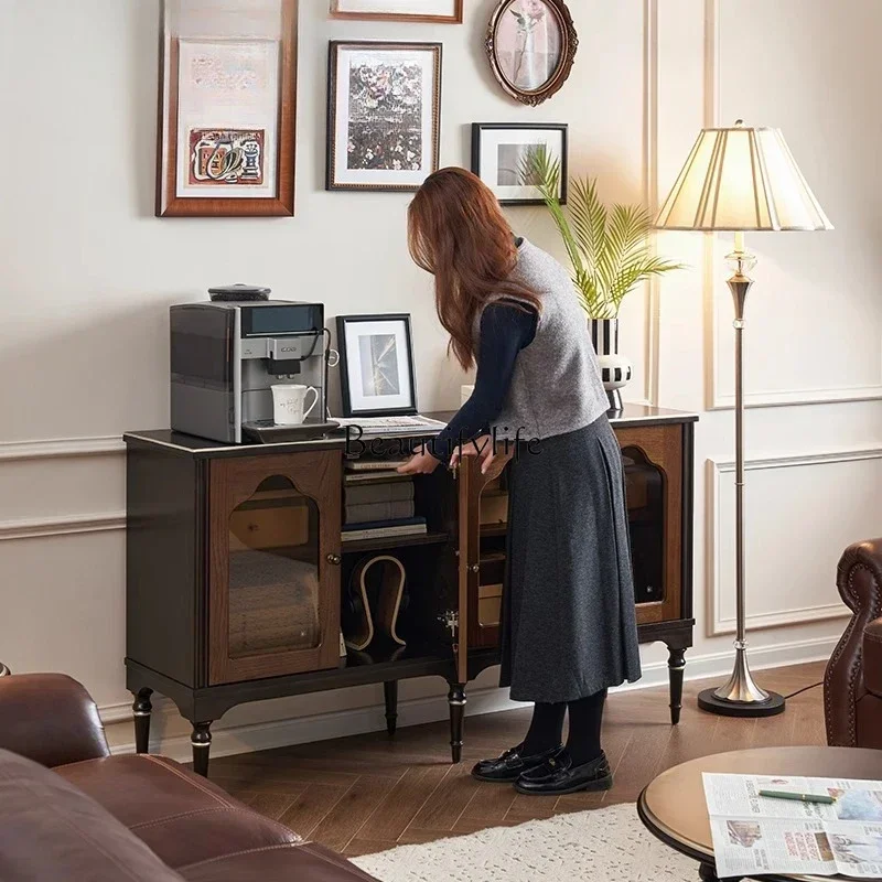 

yj21 Retro style solid wood simple living room storage cabinet medium ancient style American side cabinet