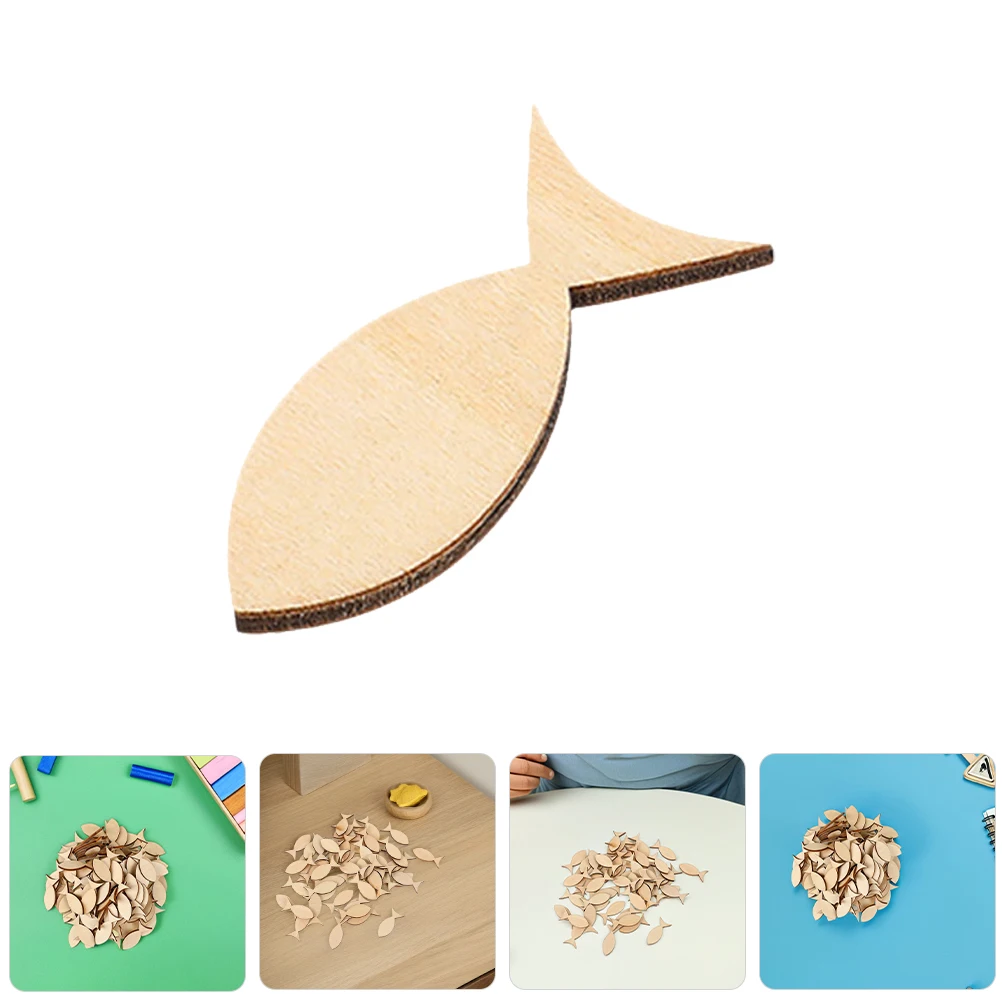 

150pcs Wooden Fish Cutouts Craft Unfinished Natural Animal Pieces Mini Fish Wood Slices For Diy Painting Coastal Nautical