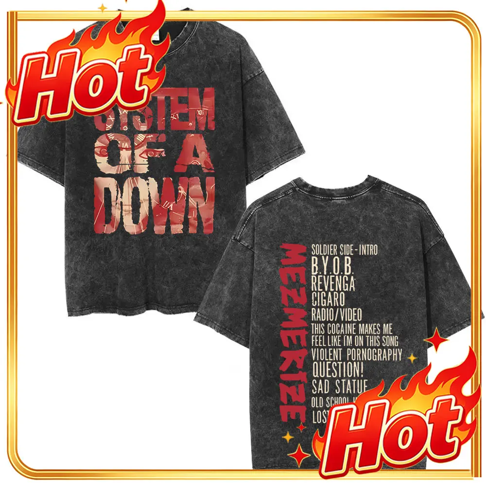 Washed Vintage System of A Down Steal This Shirt Men Women Casual Rock Short Sleeve T Shirt Male Oversized Cotton Retro T-shirts
