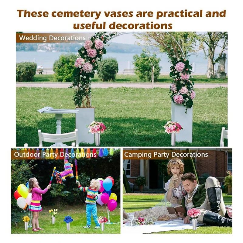 12 Pcs Cemetery Vases With Spikes Memorial Floral Vases Grave Flower Holder Cone In Ground Vases With Stakes