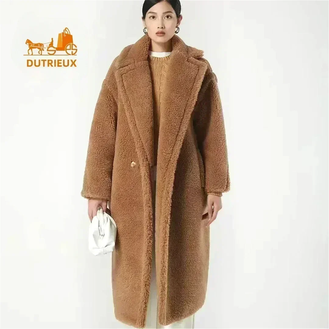 

Womens Teddy Coat Jacket 2024 Winter New Women's Jacket Thick Warm Alpaca Wool Cashmere Long Fur Coat