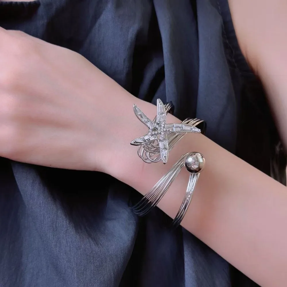 

Rhinestone Star Armband Arm Chain Irregular Jewelry Starfish Cuff Bracelets Armlet Hand Ring Crystal Starfish Bangles Beach