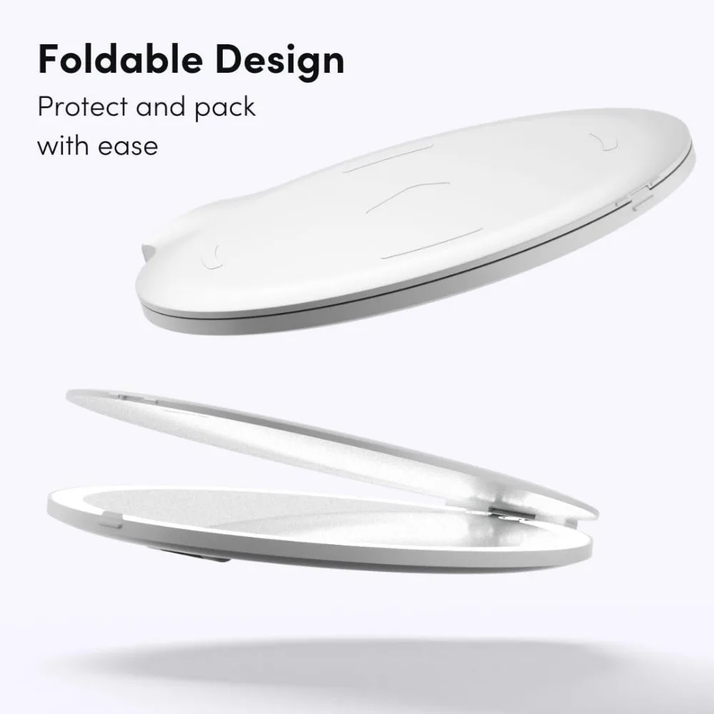 Rechargeable LED Travel Makeup Mirror with 3 Color Lights, Foldable Stand, Dimmable & Lightweight for Portable Vanity