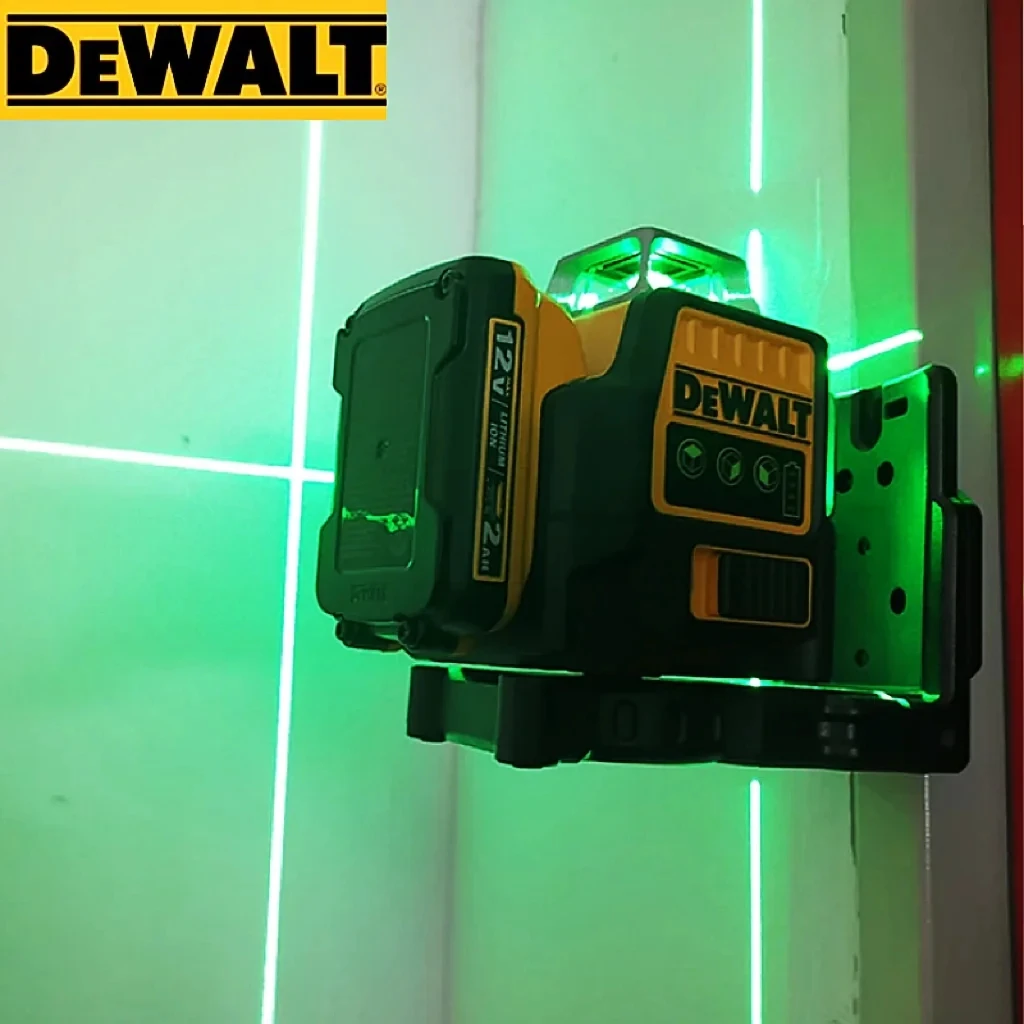 Dewalt 3 Sides*360 Degree Vertical 12 Lines Laser Level Horizontal Green Light Level Meter Outdoor For 20V Recharging Battery