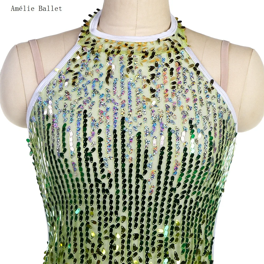 18524 Color Sequin Bodice Top Ballet Costume Girls & Women Stage Performance Dance Costume Jazz/Tap Dance Costume Dancewear