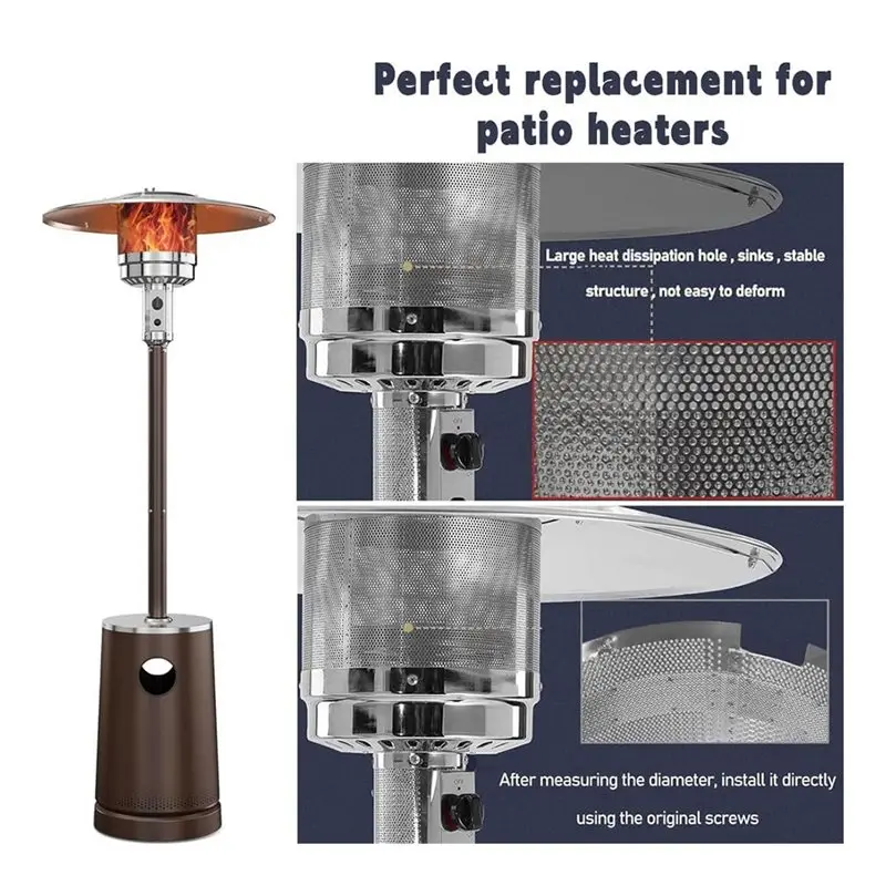 أجزاء استبدال سخان القمل غطاء شبكة الموقد الرئيسي شاشة باعث 304 شبكة مزدوجة من الفولاذ المقاوم للصدأ غير الصدأ لسخان الفناء #4