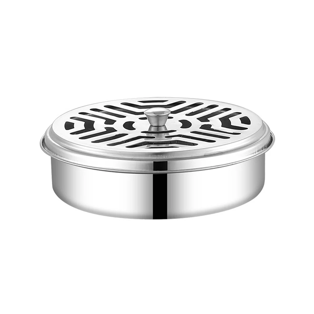 Mosquito Spiral Holder Box Stainless Steel Anti Mosquito Spiral Box with Lid Mosquito Coil Burner for Camping Fishing