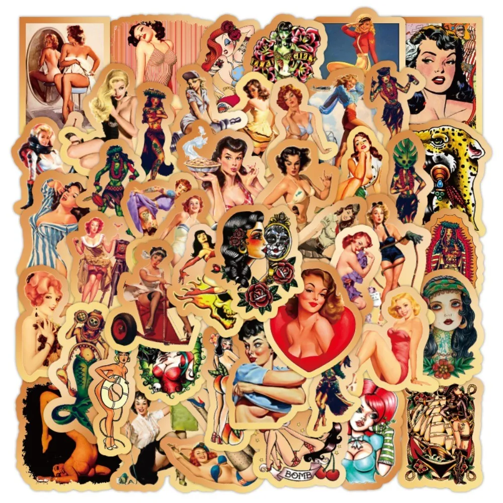 50pcs Lady Portrait Stickers, Retro Beauty Figure Decals for Scrapbook Journal & Water Bottle DIY Decor Anime Worlds Store