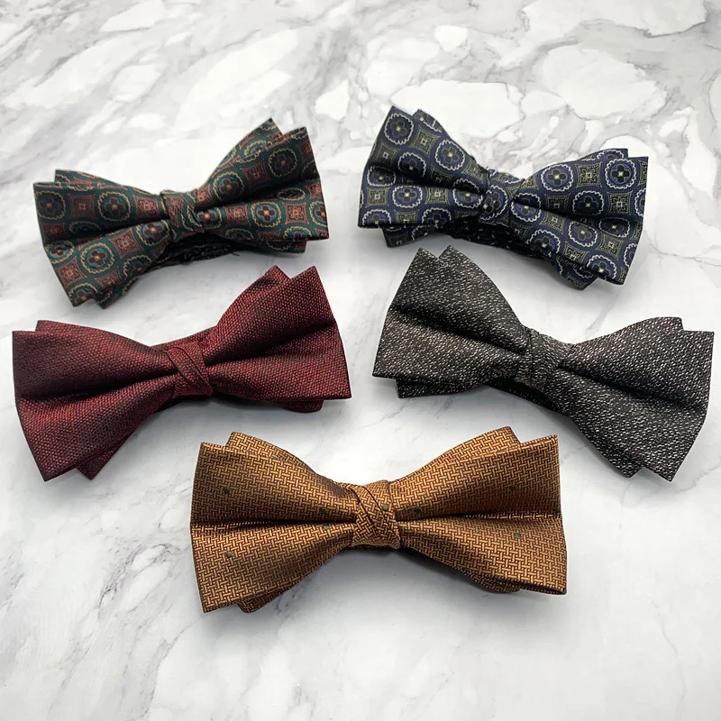 Trendy Bowtie For Men Polyester Red Paisley Dots Bow Ties Wedding Party Groom Casual Bowknot Elegant Striped Formal Suit Cravat