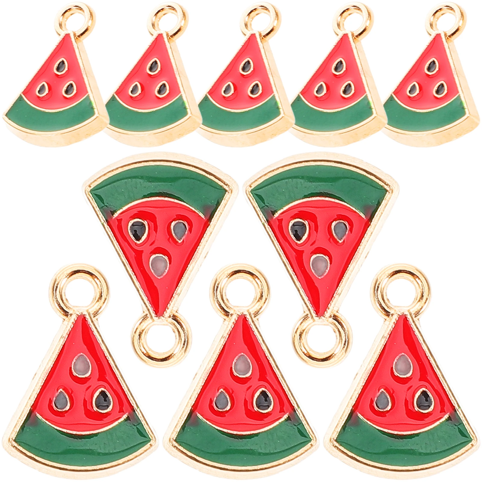

20 Pcs Mini Watermelon Earrings Pin Necklace Charm Key Chain Pendant DIY Alloy Jewelry Making Pendants