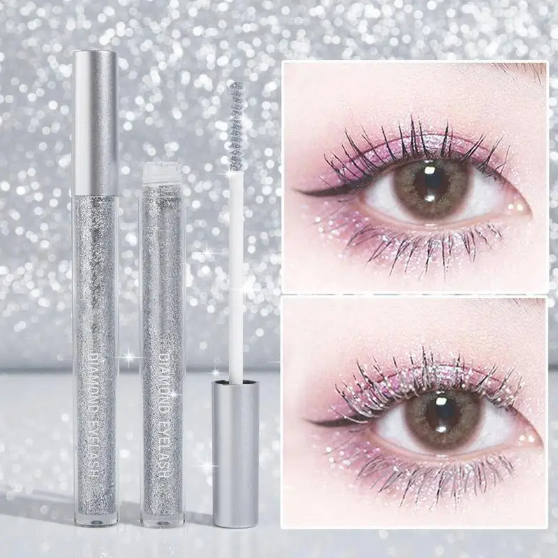 Diamond Mascara Glitter Mascara Quick-drying Film Broken Diamond Glitter Mascara Curling Eyelashes Thick Lengthening Mascara