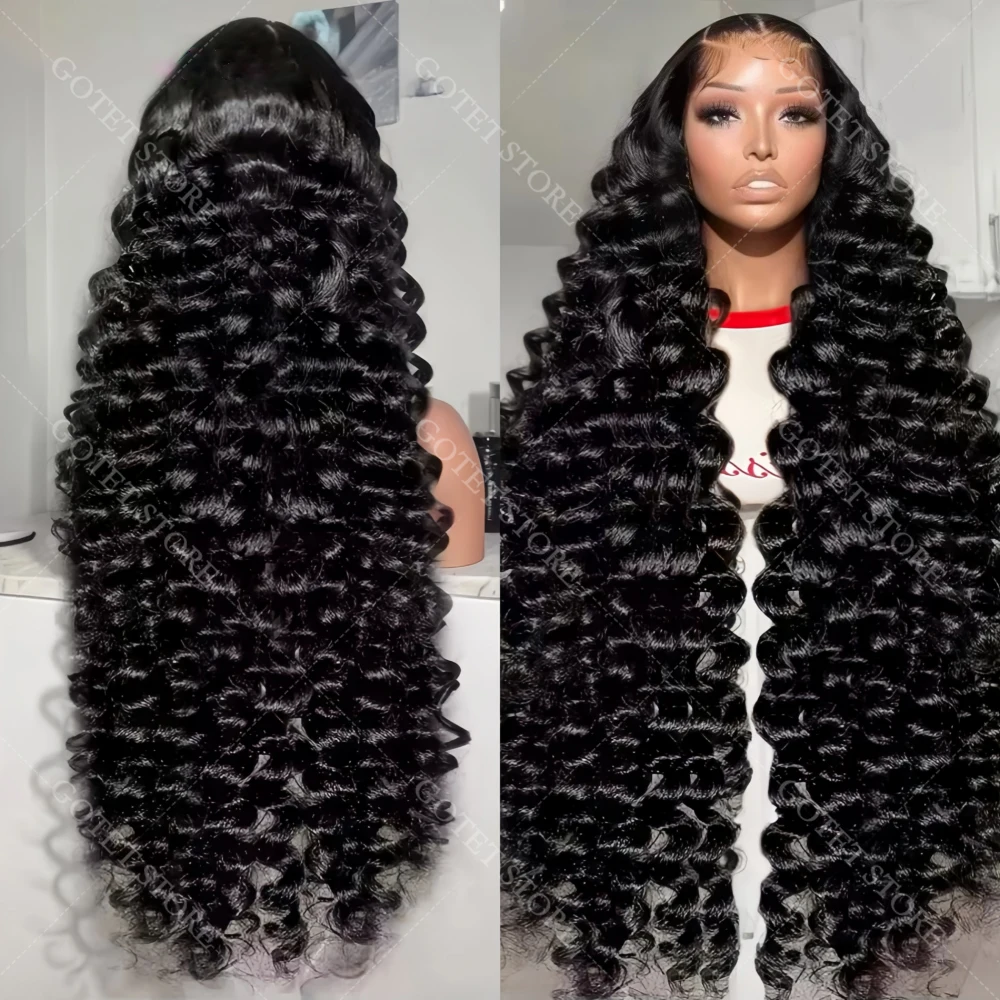 Peluca Frontal de encaje 13x4 Hd, cabello humano rizado suelto de onda profunda, pelucas frontales onduladas de agua 360 prearrancadas para mujeres negras brasileñas