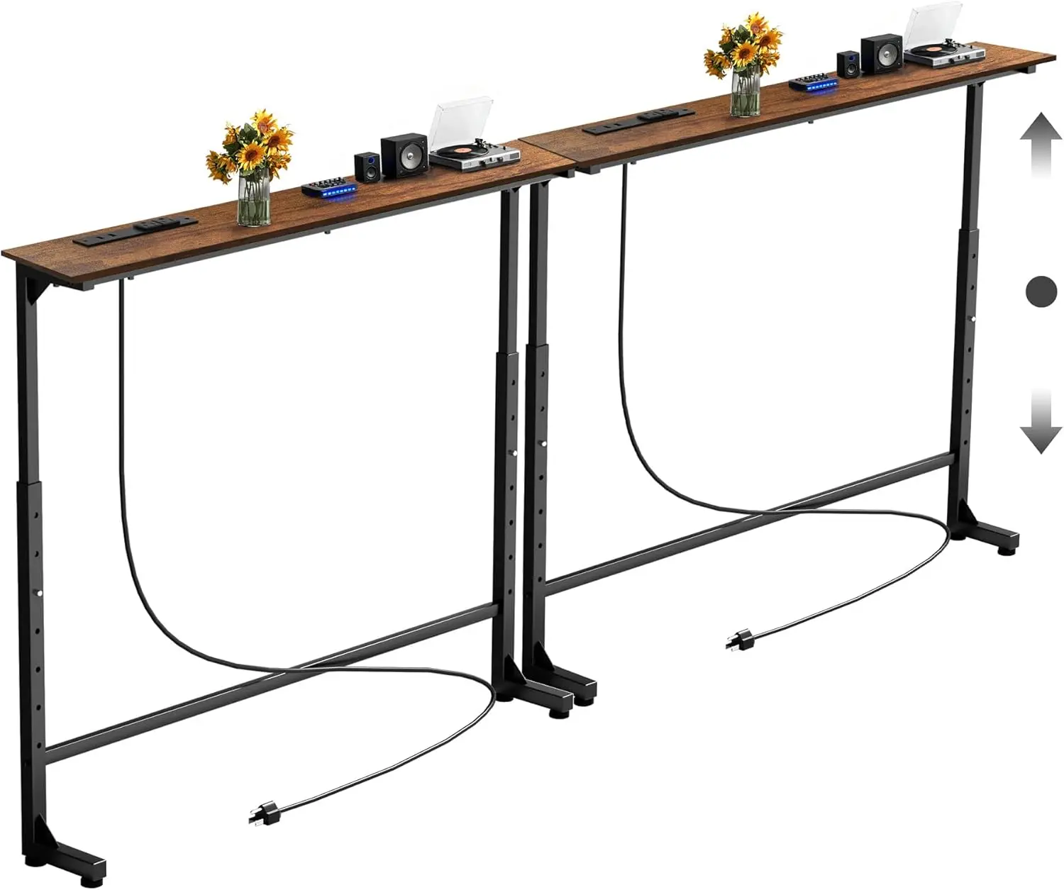 

90 inch Narrow Console Table with Outlet,Adjustable Height(25'-37') Behind Sofa Table,Couch Behind