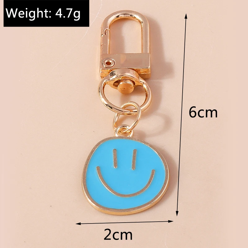 Llavero con cara sonriente para hombre y mujer, colgante de emoticono, llavero de bolso, joyería artesanal, regalos