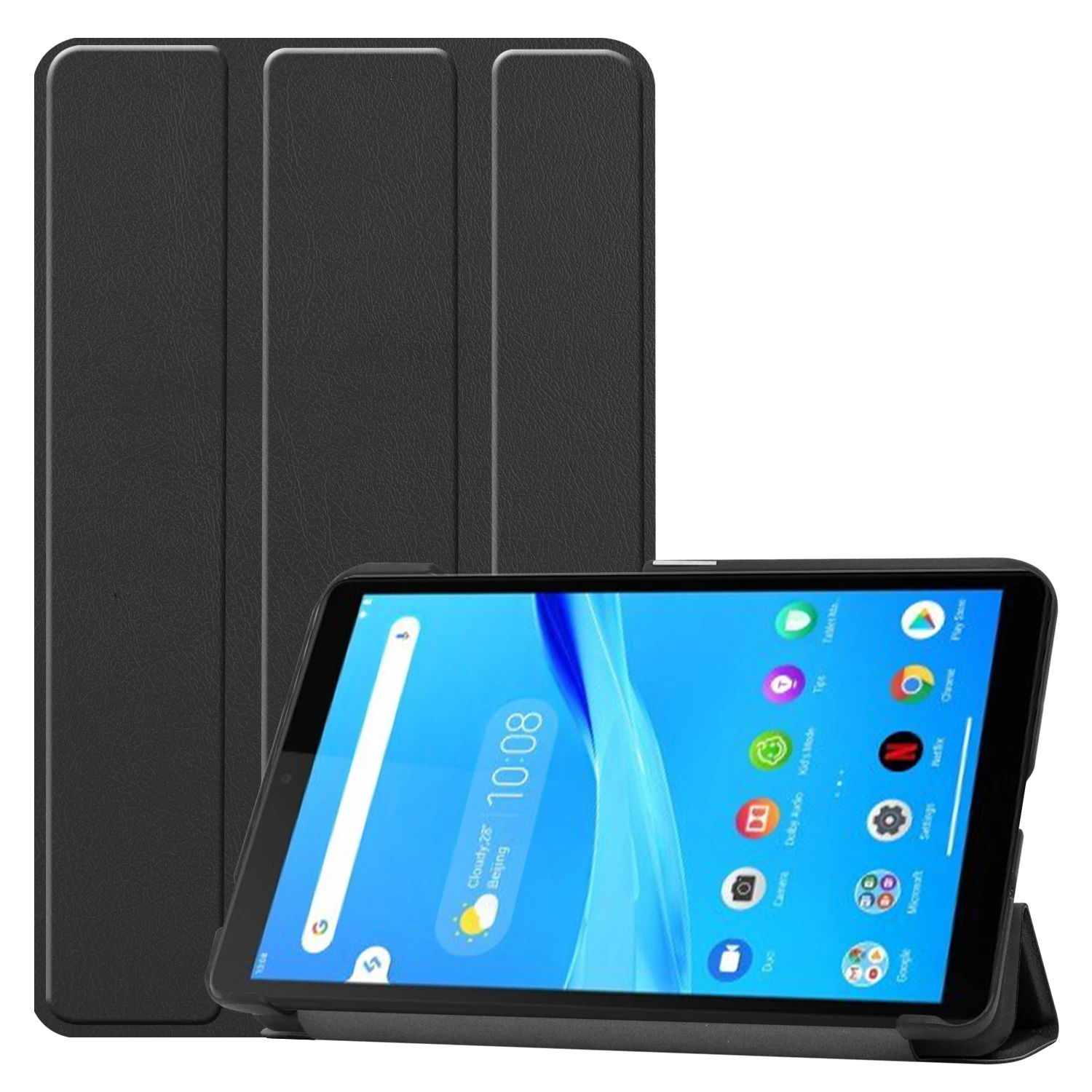 

For Lenovo Tab M7 (2nd Gen) TB-7305F / (3rd Gen) Stable Tri-fold Stand Stand Tablet Cover Textured Surface PU Leather Tablet Cas