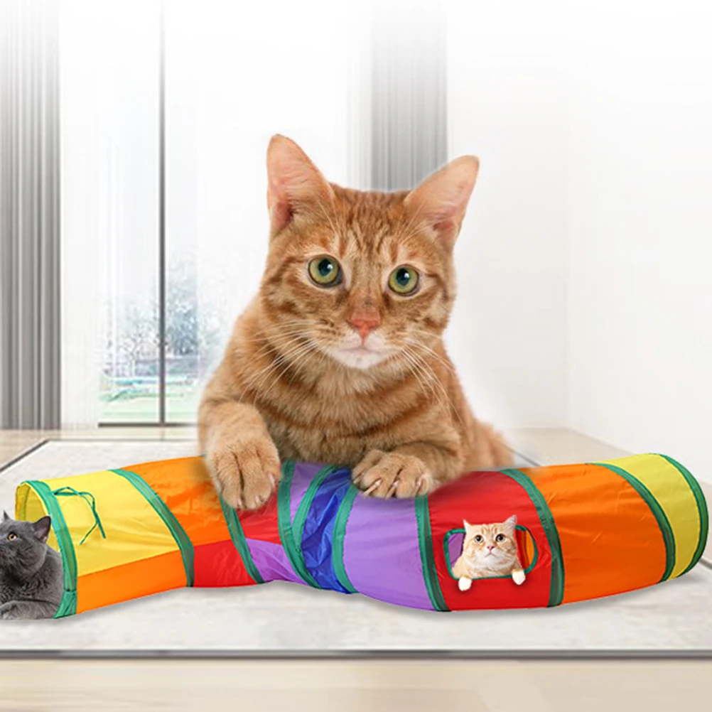 

Rainbow Cat Tunnel Foldable Channel Kitten Pet Supplies Collapsible Pet Tube Durable Premium Material For Small Pets
