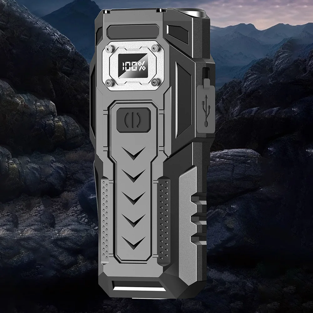 COB LED Flashlight 500 Lumens Flash Light USB Rechargeable Handheld Flashlight with Power Display for Emergencies Camping Hiking