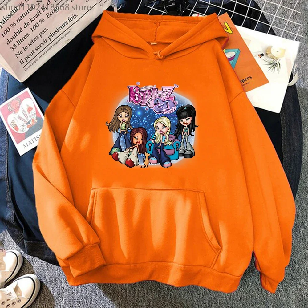 Cartoon Bratz Sweatshirt Women Autumn Winter Hoodies Men Loose Top Y2K Long Sleeve Graphic Clothes Streetwear Female Jacket Tops