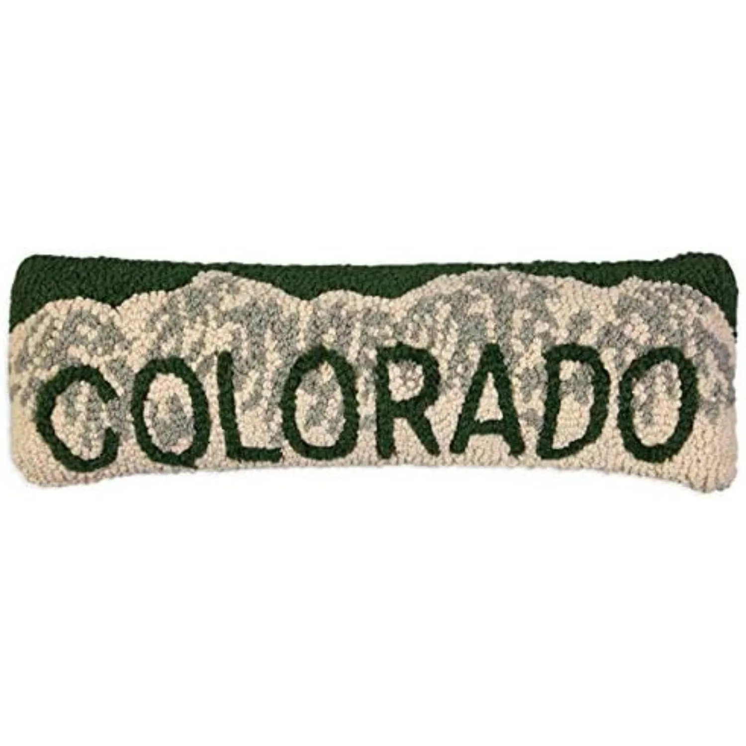 Mountains Hand-Hooked Wool Decorative Throw Pillow (8 in x 24 in) Colorado Rocky Mountains Lumbar