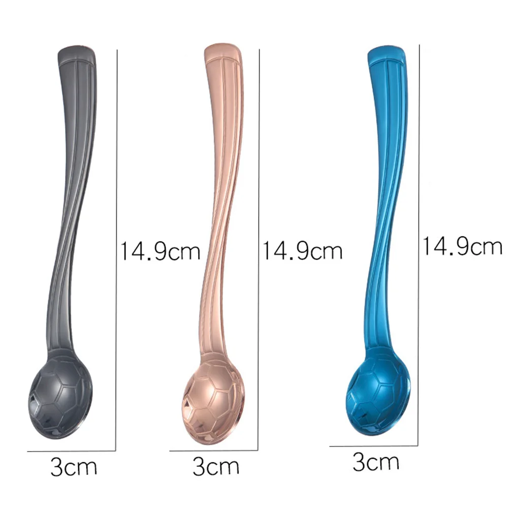 

6pcs Steel Kitchen Spoon Spoons Soccer Shape Portable Coffee Tea Dessert Scoops Kitchen Utensils