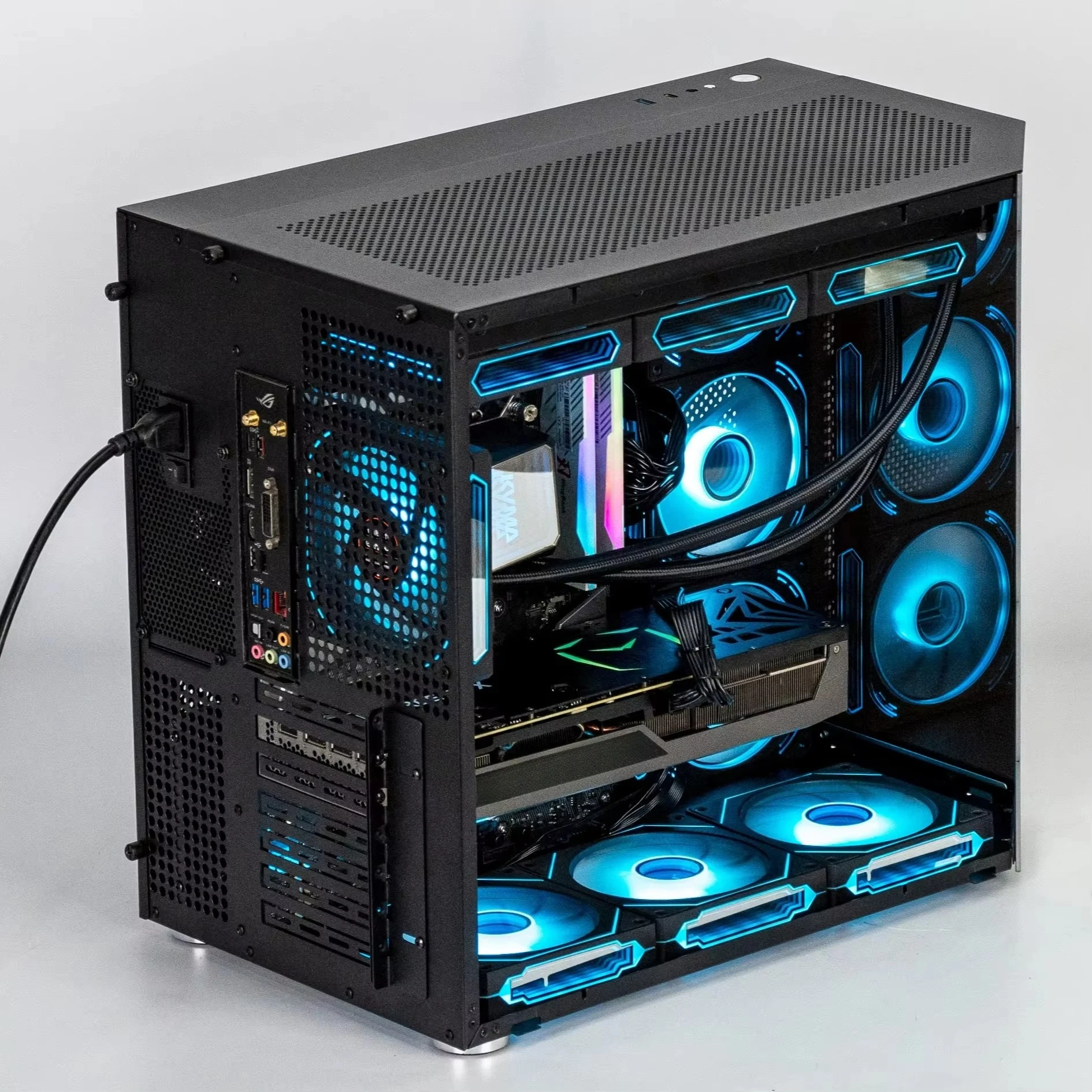 In‑Stock Black Aluminum Mid‑Tower Gaming Computer Shell, Empty PC Chassis, Support ATX /m‑ATX / Mini‑ITX Motherboard