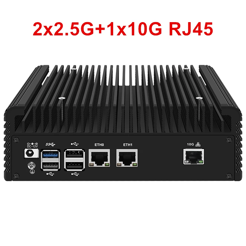 Micro apparecchio firewall 2 Intel I226-V 2.5GbE NIC + 2x/1x 10G LAN SFP Mini computer senza ventola Intel N100 i3 N305 Quad Core AES-NI