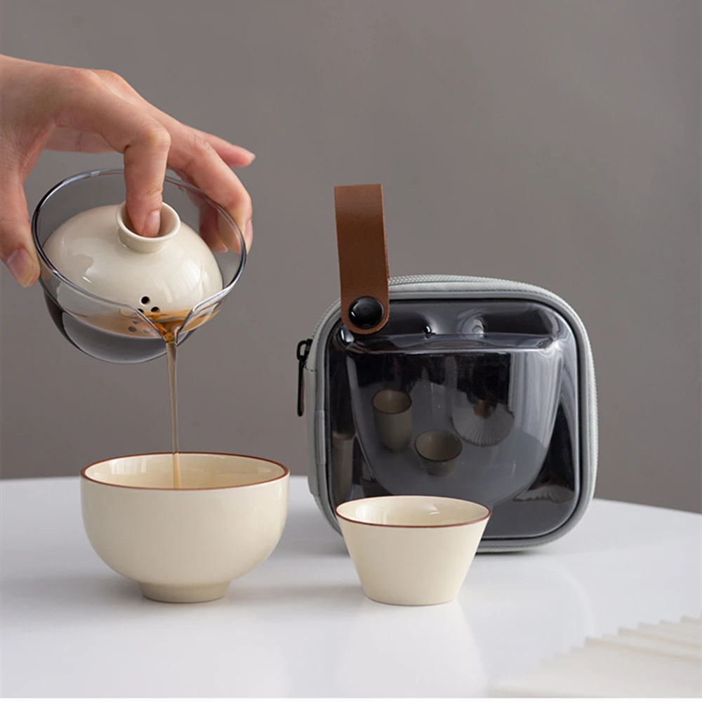 

Travel Car Tea Set line Kung Fu Tea Set Outdoor Car Quick Cup Portable Bag Filter Tea Cup Drinking Ware