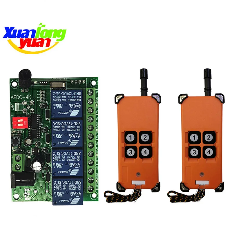 3000m DC12V 24V 4 CH Radio Controller RF Wireless Remote Control Overhead travelling crane System Receiver+ number keys Remote