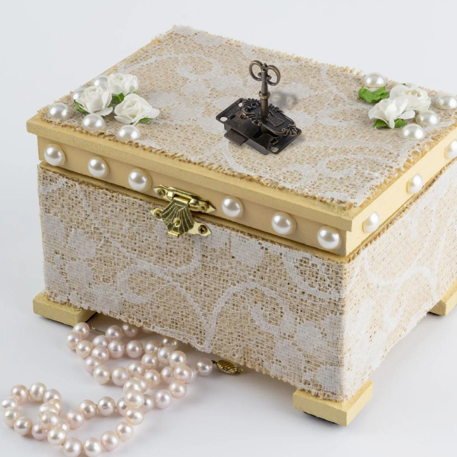 

1Set Vintage Lock Set Furniture Lock and Key for Cabinet Dresser Drawer Storage Iron Zinc Alloy Secure Closure