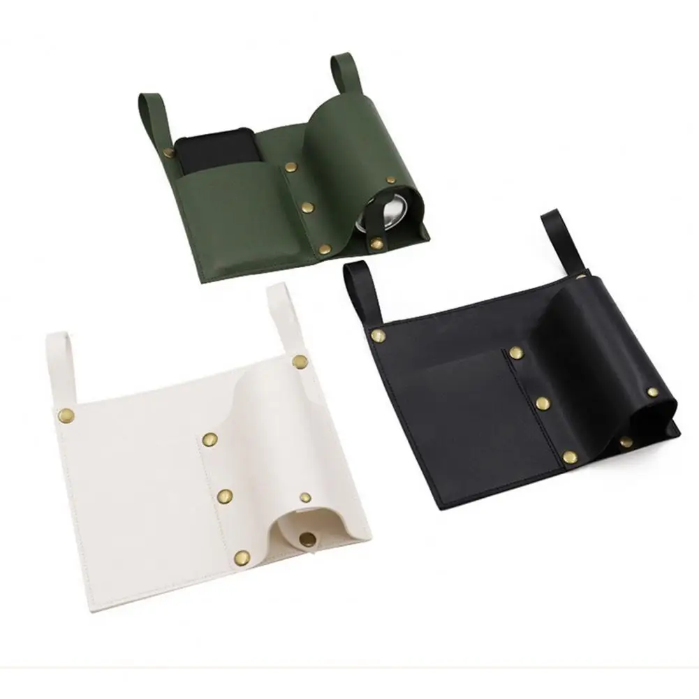 Chair Storage Bag Detachable Strong Load-bearing Neat Alignment Faux Leather Multifunctional Side Hanging Bag for Outdoor