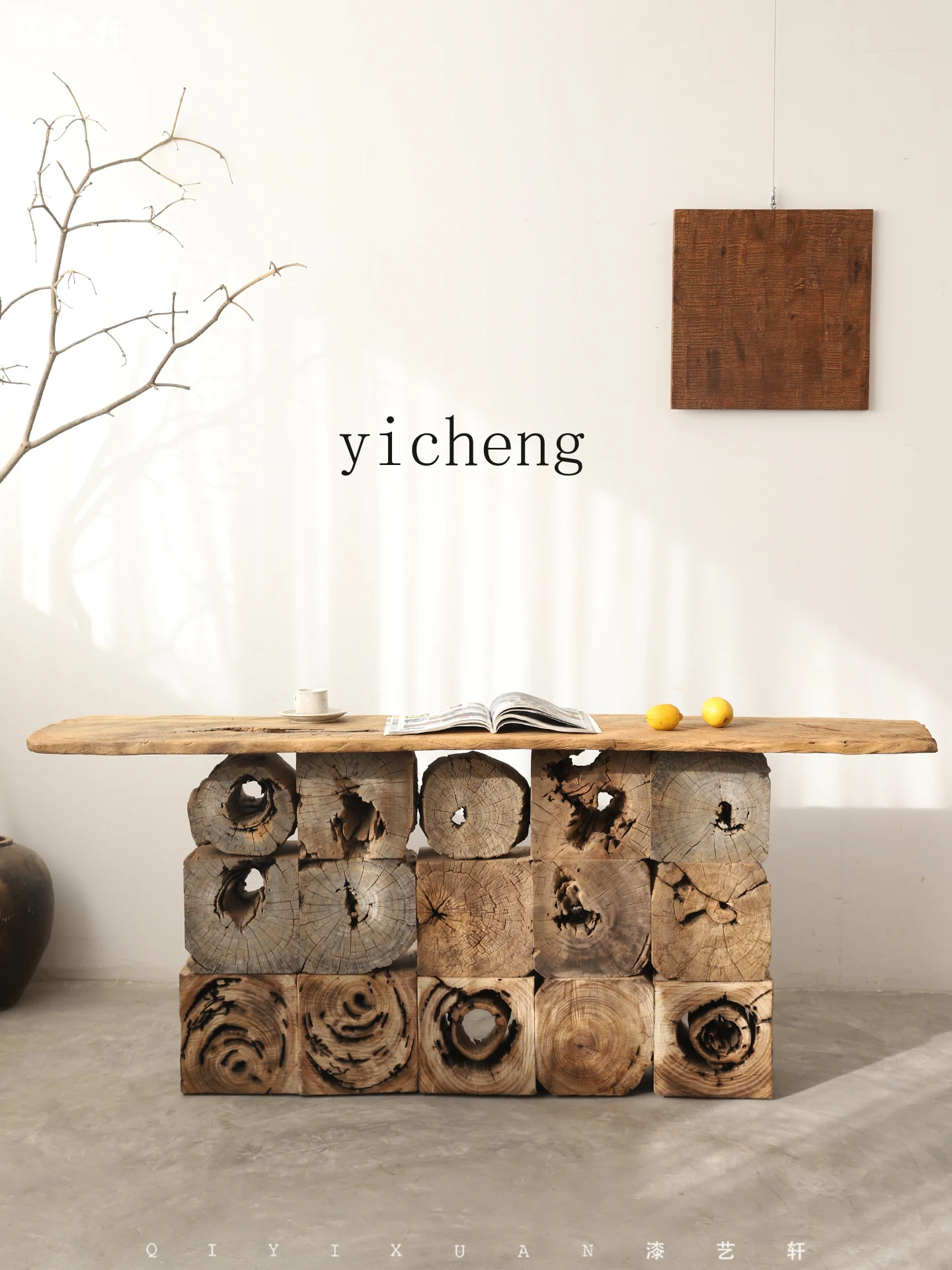 CZ Wabi-Sabi Style Simple Retro Table Natural Rustic Old Wood Tea Table Solid Wood Homestay Home Tea
