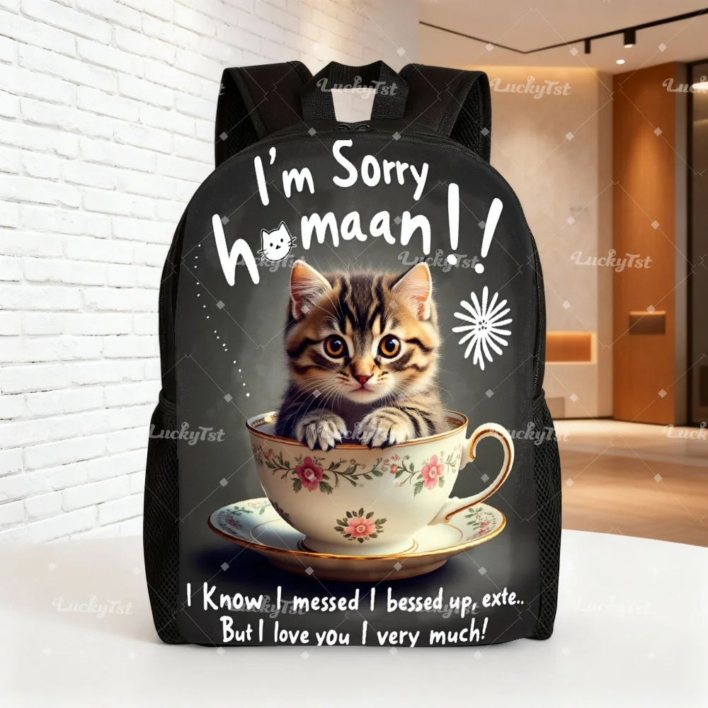 

Cute cat backpack - suitable for campus, workplace, Valentine's Day gifts, hand-washed shoulder bag with cup-shaped cat