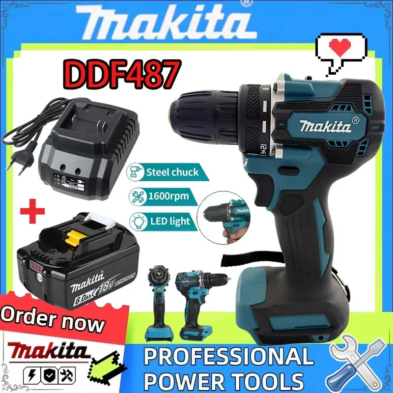 

Электродрель Makita DDF487, подходит для ударной дрели с пятью патронами, используемой отделочными командами, бесщеточная, для аккумулятора Makita 18В