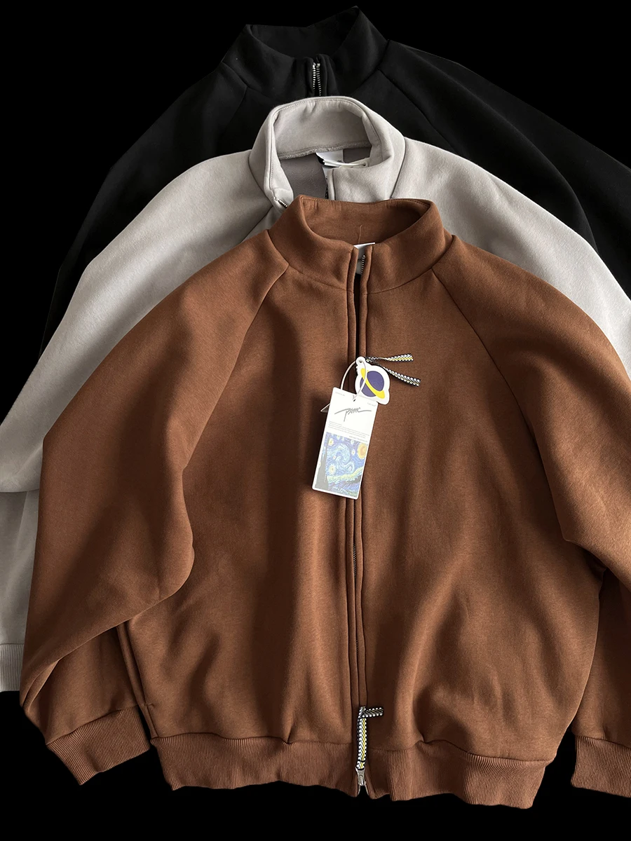 

Теплая вязаная куртка на флисовой подкладке свободного кроя, осенне-зимняя, винтажная, на молнии, из смесового хлопка, с длинными рукавами, толстовка